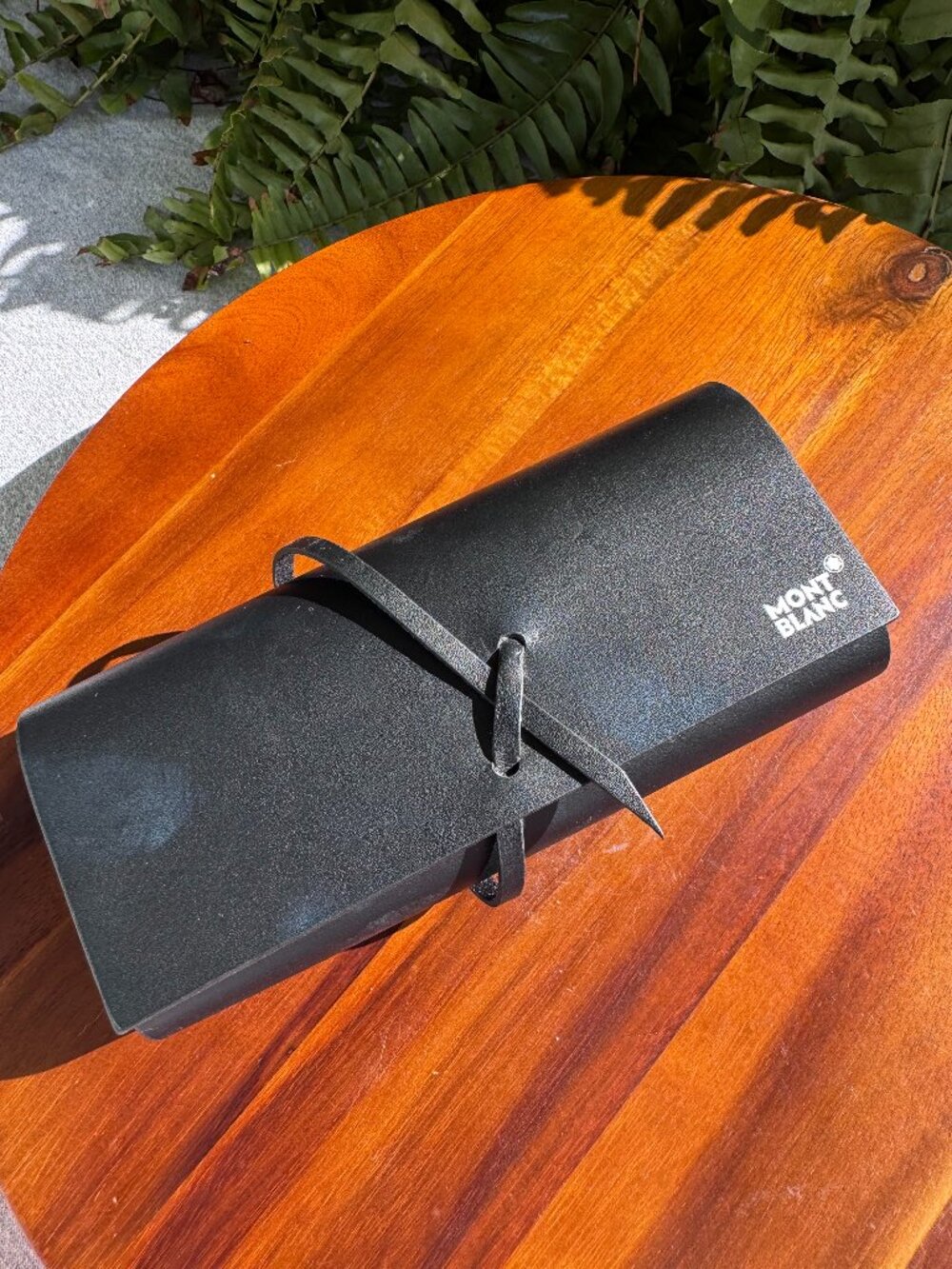 Authentic Montblanc Black Leather Wrap Sunglasses Case Eyeglasses Pouch